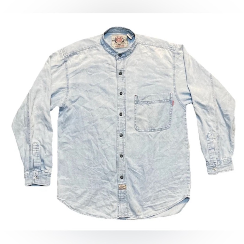 A25 Bugle Boy Jean Button Shirt Long Sleeve Denim Long Sleeve 80s 90s Y2K Small